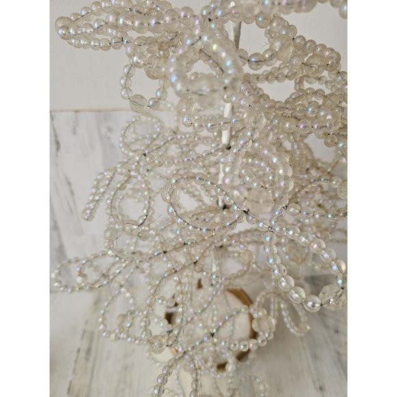 Vintage beaded mini tree unique Xmas tabletop potted iridescent decor large - Picture 3 of 7